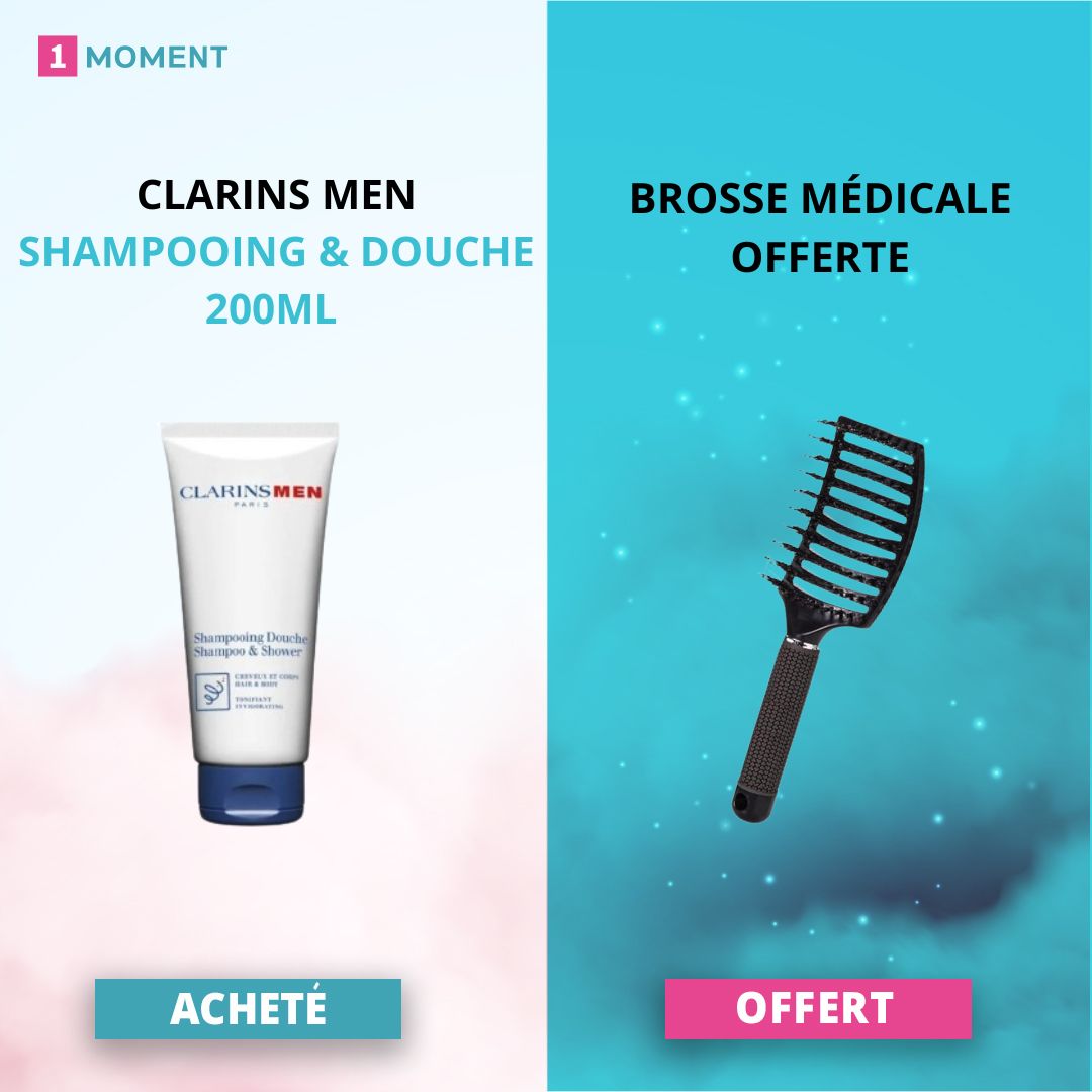 1MOMENT - OFFRE CLARINS MEN SHAMPOOING & DOUCHE 200ML+BROSSE MEDICALE OFFERTE